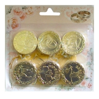 AB Свадебные монеты с пожеланиями золотые 4см 12шт