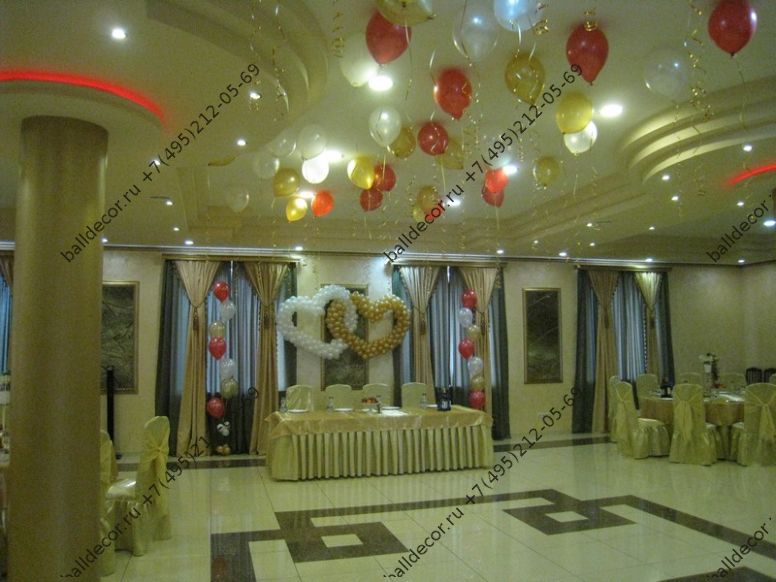 оформление зала на свадьбу из шаров