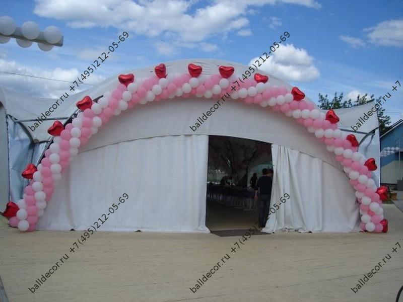 Заказать оформление шатров на свадьбу тканью, шарами, цветами - агентство BallDecor