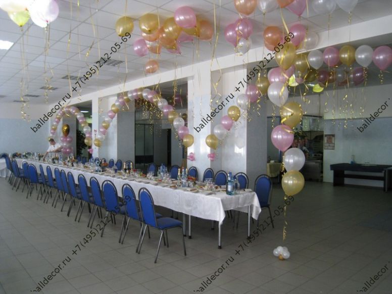 украшение свадебного зала шарами
