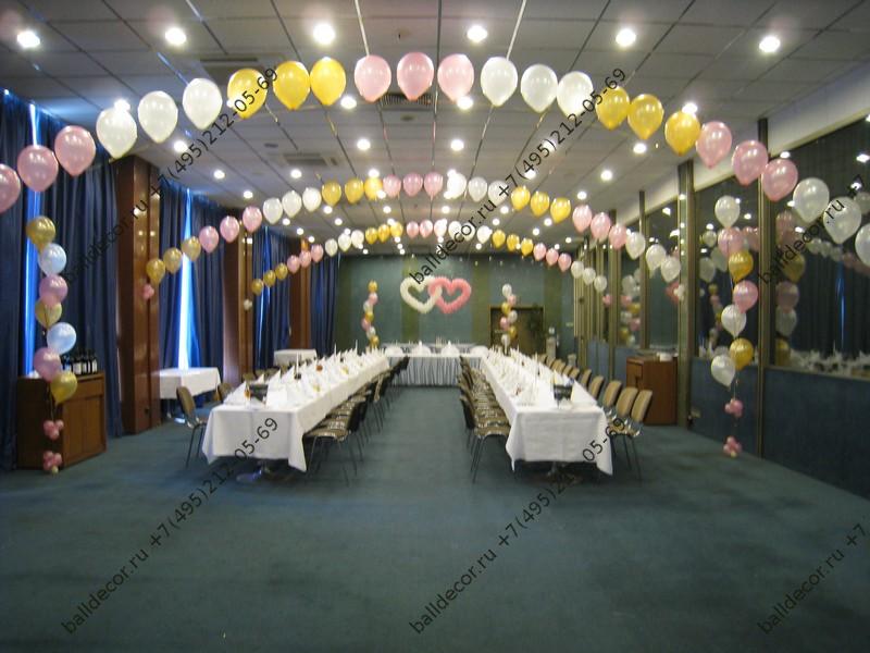 Украшение воздушными шарами зала на свадьбу - BallDecor